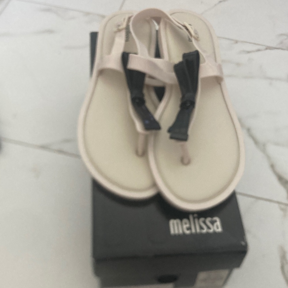 Melissa Beige and Black Slim Sandals